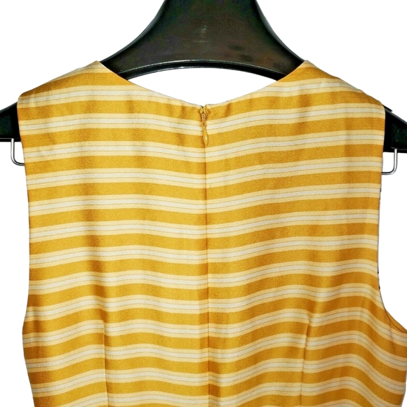 Vince Camuto Faux Wrap Dress Satin Striped Sleeveless Midi Flowy - Picture 6 of 8